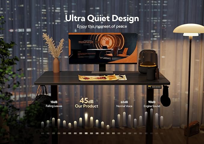 Claiks Electric Height Adjustable Stand Up Desk, 35x20 Inches Sit Stand Desk for Home Office, Black Top/Black Frame