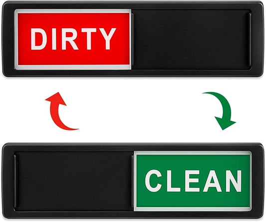 Dishwasher Magnet Clean Dirty Sign Shutter Only Changes When You Push It Non-Scratching Strong Magnet or Adhesive Options Indicator Tells Whether Dishes are Clean or Dirty (Black)
