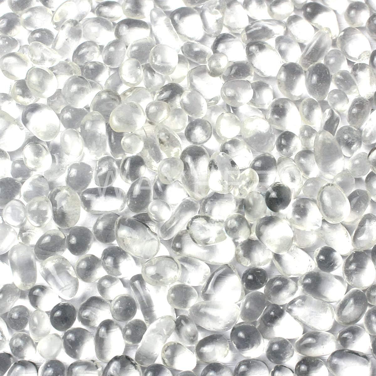 WAYBER Glass Stones, 1Lb/460g Irregular Sea Glass Dercorative Rocks Non-Toxic Artificial Crystal Pebbles for Aquarium Decoration/Vase Filler/Table Scatter/Handcraft/Jewelry Making/Gems Display, Clear