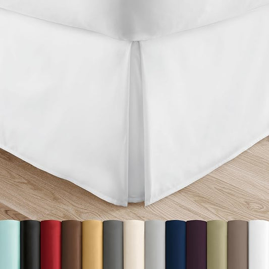 Linen Market Bed Skirt - Ultra Soft Microfiber - Easy Fit with 14 Inch Tailored Drop - Hotel Quality, Shrinkage & Fade Resistant - Bed Cover - Cal King Bed Skirt - Bedroom Décor - (Cal King, White)