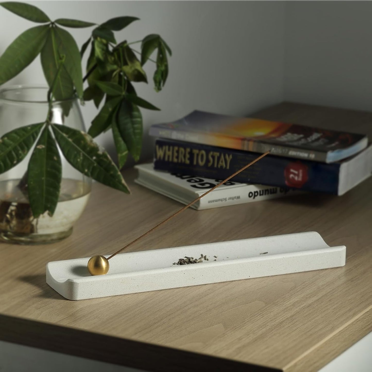 Koville Italian Quarella Engineered Marble Incense Holder, Incense Holders for Sticks, Sturdy Incense Burner Ideal for Meditation and Relaxing, Easy to Clean(Ariete Quarella)