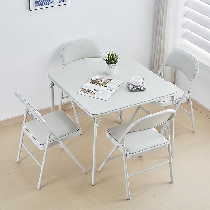 KAIHAOWIN 4-Pack Vinyl-Padded Folding Chair Metal Frame Heavy Duty Foldable Chair with Backrest&Padded Seats for Dining Meetings Wedding Events-White