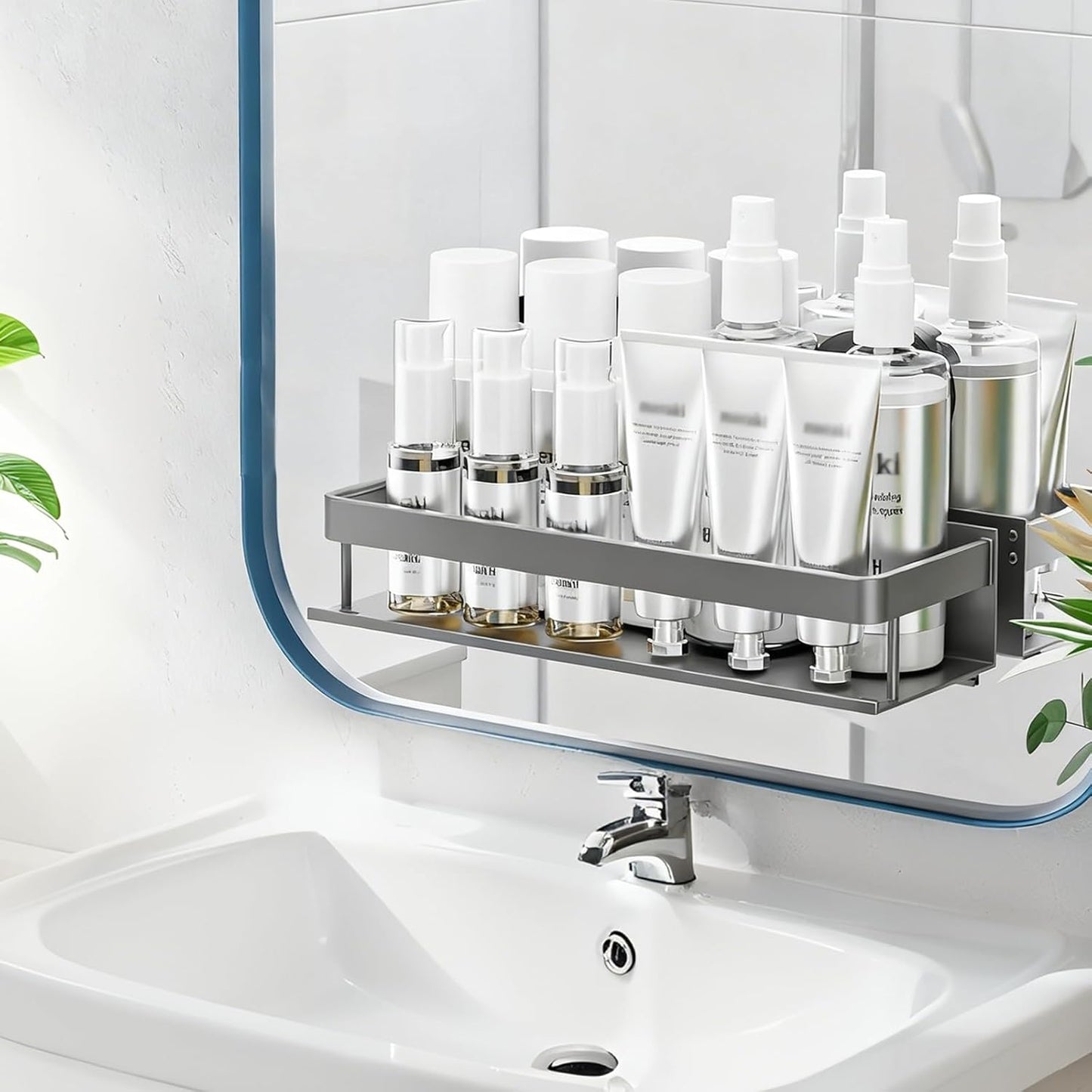 ONXE Suction Cup Shower Caddy,2 Pack Spice Rack No-trace for Bathroom with 5 Hook Rack for Smooth Wall, Seasoning Organizer Stuff Storage Shelf,Home Kitchen Accessories Gadgets