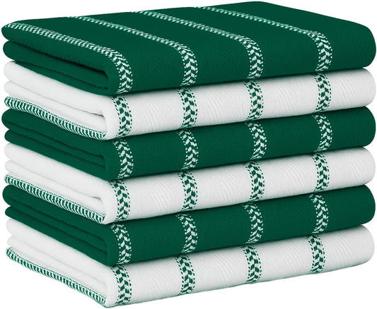 LANE LINEN Kitchen Towel Sets - 6 Pack Cotton Dish Towels for Drying Dishes, 18”x 28”, Hand Towel, Absorbent Tea Towels, Quick Drying Kitchen Towel Set - Christmas Green