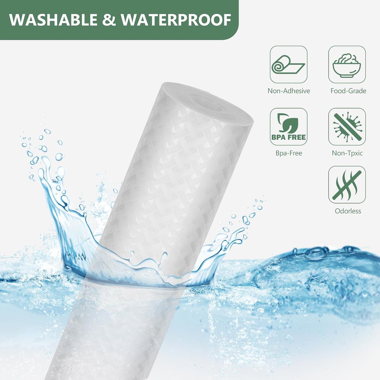 Shelf Liners, Non-Adhesive Drawer Liner, Waterproof & Oil-Proof Kitchen Cabinet Cupboard Liner Plastic EVA Material BPA Free Fridge Liner Mats Paper Protector for Shelves (Clear/24in x 240in)