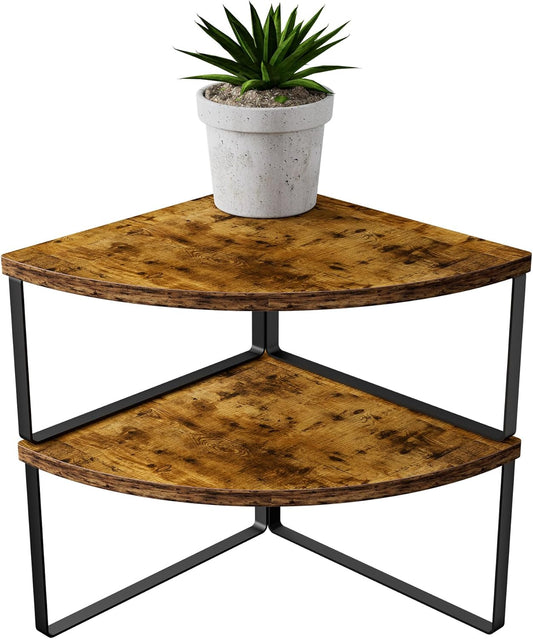 Corner Shelf Countertop Organizer - Set of 2 Corner Shelves for Kitchen Cabinet Organizer, Spice Rack, Stackable Bathroom Organizers and Storage, Sink Rack, Corner Cabinet, Counter Decor, Rustic Brown