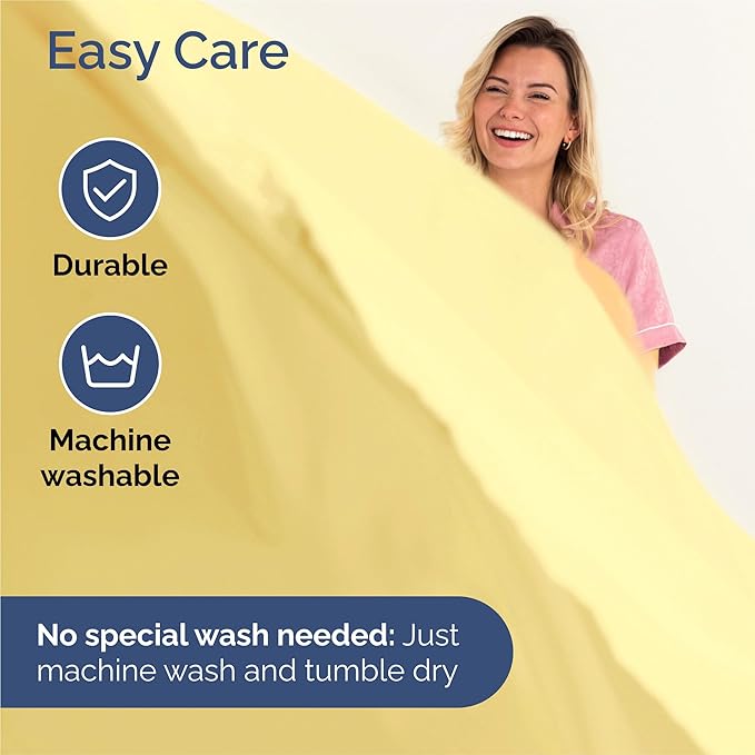 Split King Size 5 Piece Sheet Set - Comfy Breathable & Cooling Bed Sheets Set - Hotel Luxury Bedding for Women, Men, Kids, Teens, Boys & Girls - Deep Pockets, Soft, Wrinkle Free - Oeko-Tex - Yellow