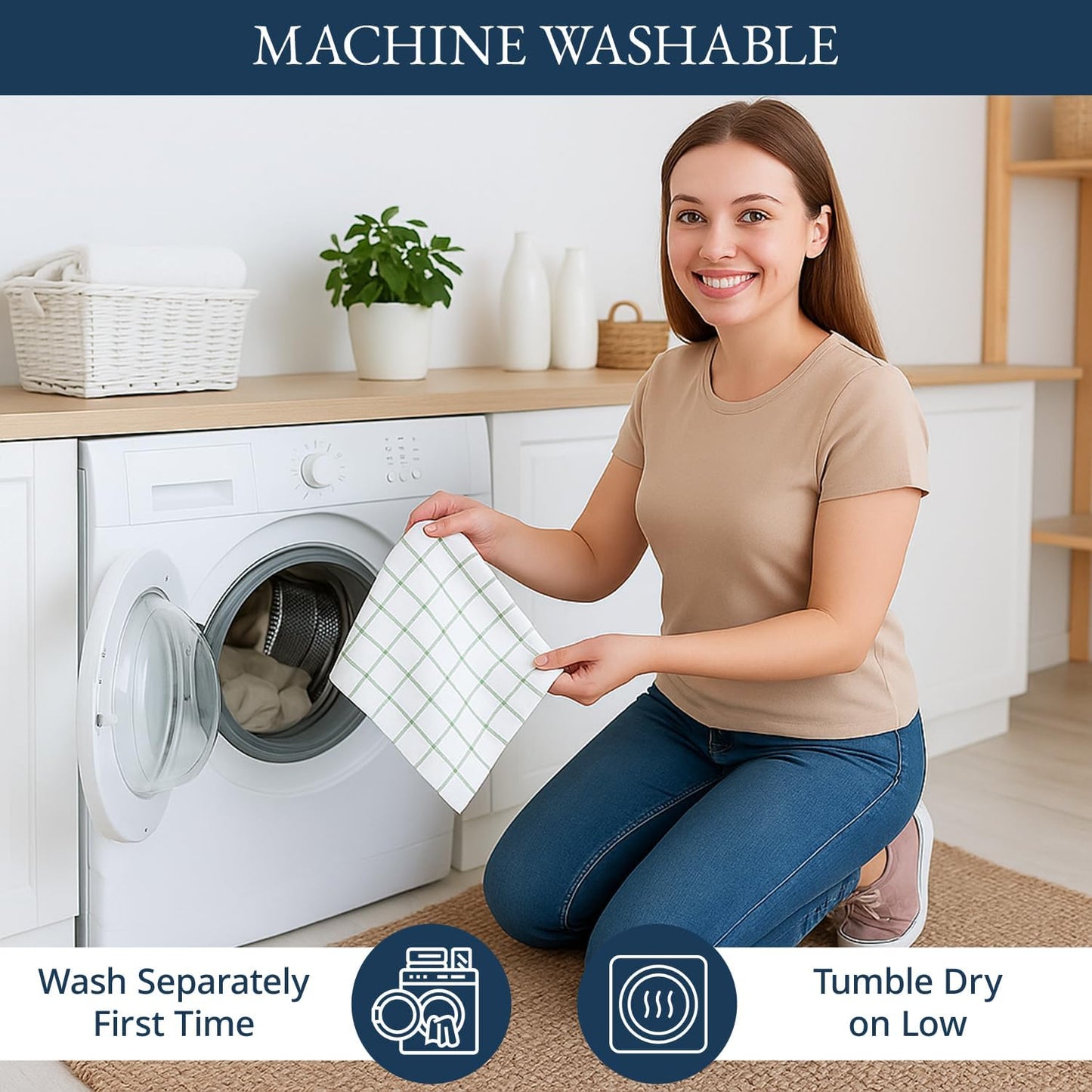 LANE LINEN Kitchen Towels Set - Pack of 12 Cotton Dish Towels for Drying Dishes, 18”x 28”, Premium Hand Towels, Tea Towel, Quick Drying Kitchen Towel Set - Olive