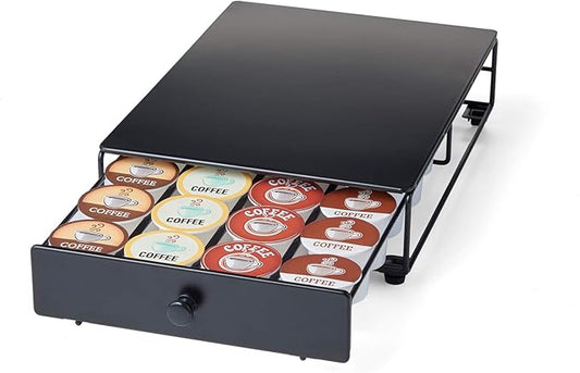 Nifty Solutions Capacity Nifty Rolling Mini Black Finish, Compatible with K-Cups, 24 Pod Pack Holder, Compact Under Coffee Pot Storage Drawer, Slim Home Kitchen Counter Organizer