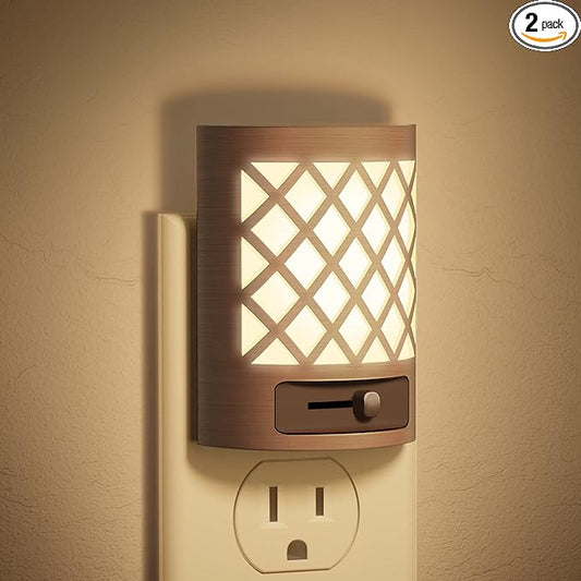 Night Light, Nights Lights Plug Into Wall [2 Pack], Plug in Night-Light, Nightlight, Dusk to Dawn Sensor, Adjustable Brightness Nightlights for Bathroom, Hallway, Stairway, Soft White
