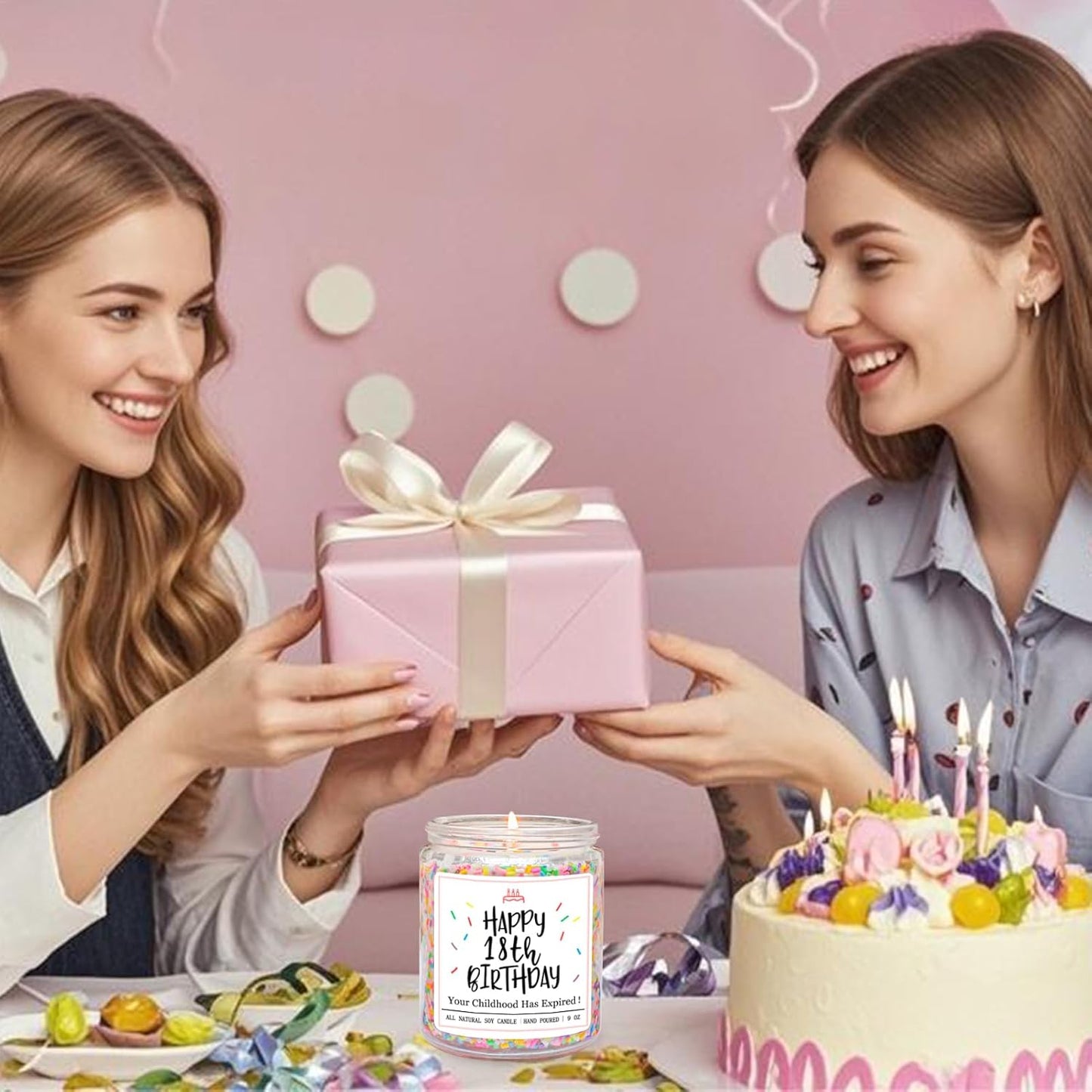 Homsolver 18th Birthday Gifts for Girls, Vanilla Scent Ideas 18th Birthday Candles for Women Sister, Daughter, Best Friends, Handmade Aromatherapy with 50+ Hour Burn Time, Funny Birthday Decorations