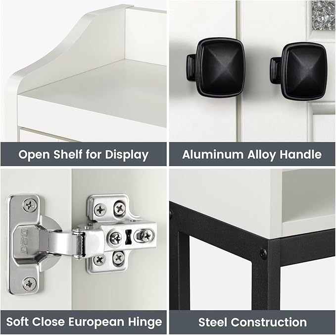Over The Toilet Storage Cabinet, Above Toilet Bathroom Storage Cabinet with Double Doors and Soft Hinges Over Toilet Storage Shelf Over Toilet Bathroom Organizer (Cream White)