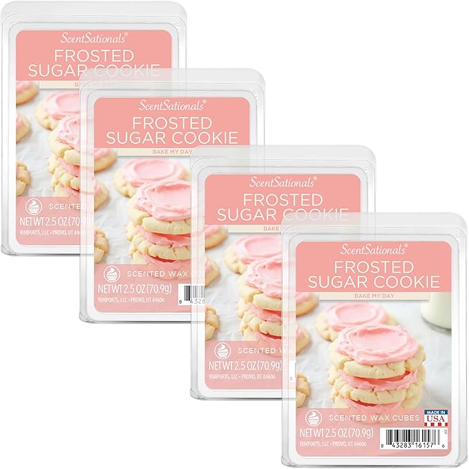 Scentsationals Wax Melts, Wax Cubes Strong Scent - Frosted Sugar Cookie - Long Lasting Scented Wax Melts for Warmer, 10oz (24-Cubes)