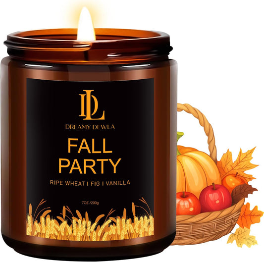 Fall Candle | Fall Party Scented Candles - Autumn Home Decor, 7oz Autumn Soy Candle with 50hr Burn Time, Holiday Thanksgiving Fall Gifts for Women Men