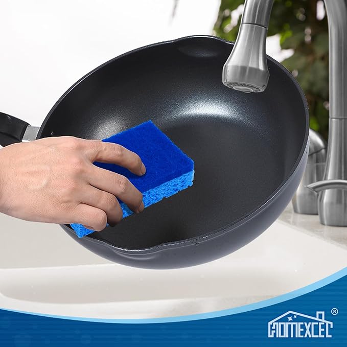 HOMEXCEL Sponges Kitchen 24pcs, Non-Scratch Scrub Dish Sponge Safe on Non-Stick Cookware, Dual Sided Cleaning Sponges for Kitchen, Household, Bathroom and More