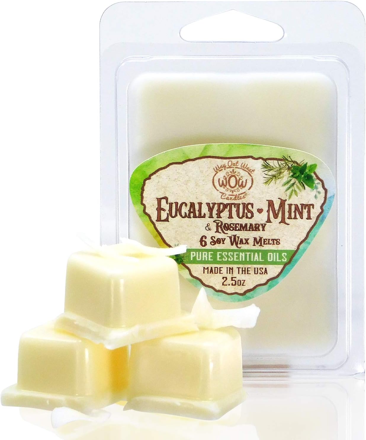 Scented Wax Melts for Wax Warmers - Highly Fragrant Air Freshener - 4 Pack Assorted Set of 6 Melt Cubes - Made in USA by Way Out West Candles (4, Fields of Lavender & Eucalyptus Mint)