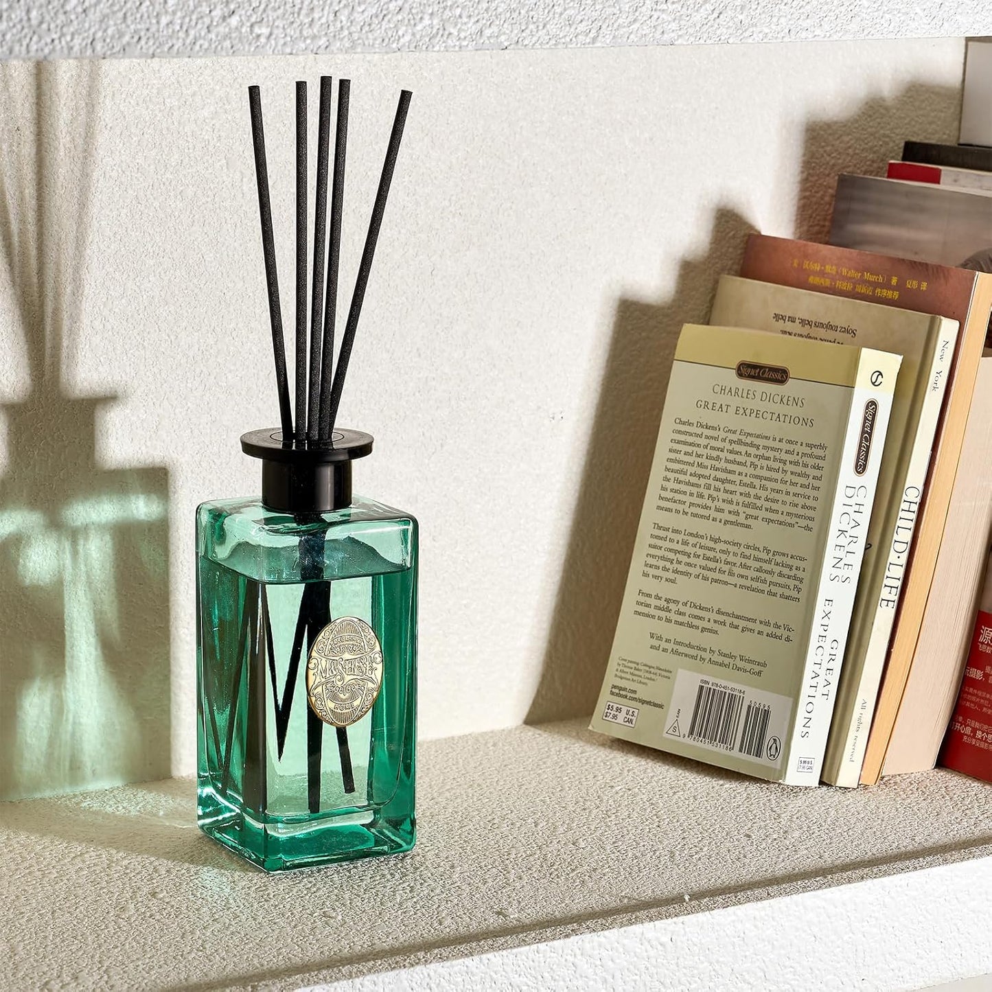 M&SENSE 10.14 oz Large Reed Diffuser Set | Linen Breeze Scent Oil Diffuser with Sticks | Hotel Collection Non-Toxic Essential Oil |for Bedroom Bathroom Living Room