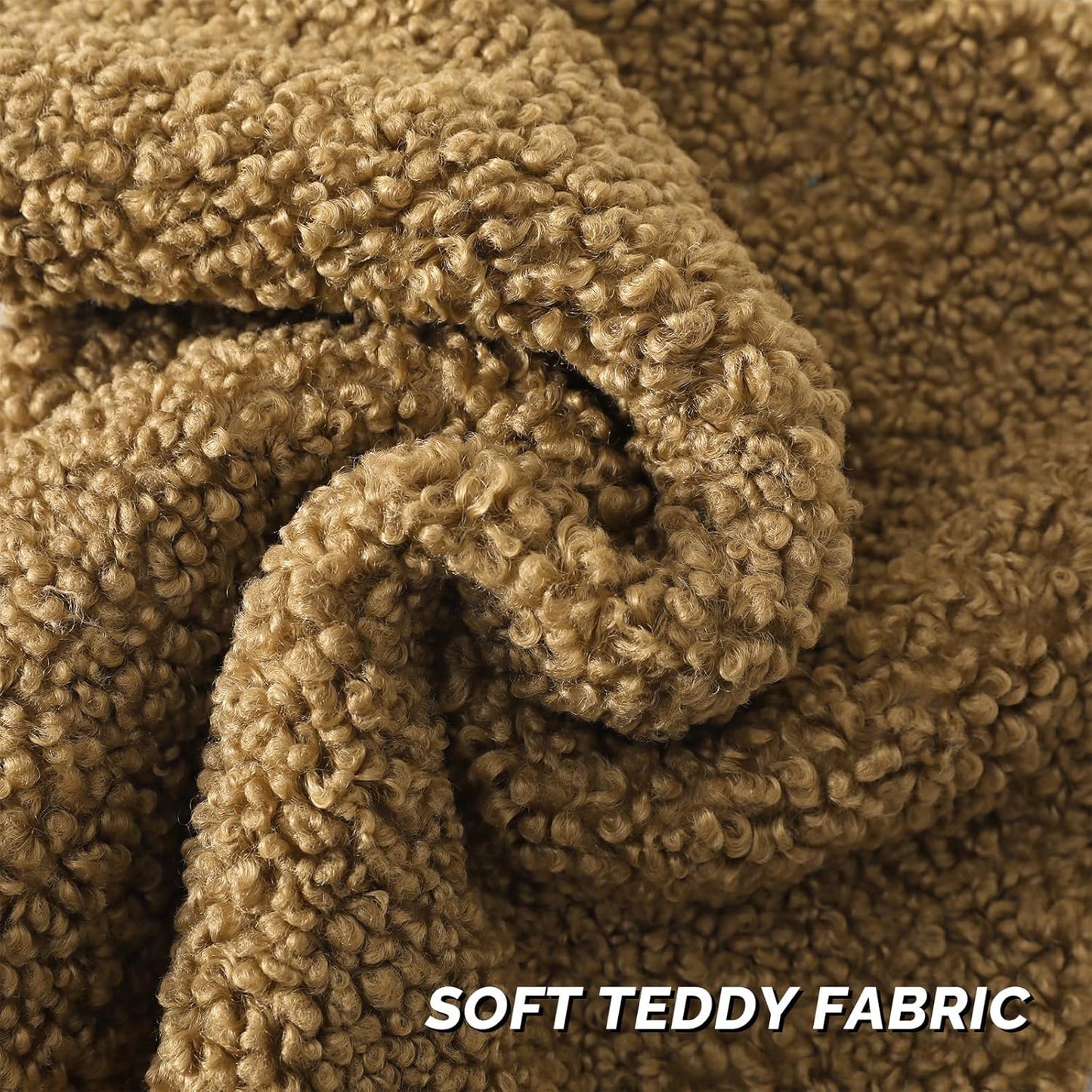 FUTEI Khaki Throw Pillow Covers 20x20 Inch Set of 2,Furry Faux Fur Teddy Boucle Textured Cushion Covers,Soft Fluffy Decorative Pillow Case,Home Decor for Couch Bed Living Room Office Car