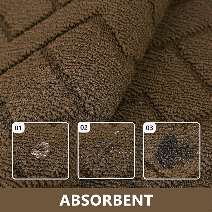 hicorfe Kitchen Rugs and Mats Sets,2 Pieces Super Absorbent Polypropylene Non-Slip Rug,Soft Comfort Floor Mat,Washable for Kitchen,Hallway,Office,Sink,Laundry(20" x 31.5" Plus 20" x 48",Dark Brown)