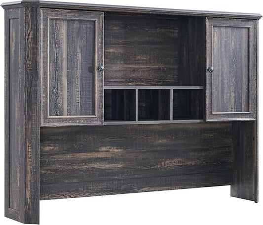 T4TREAM 59" Farmhouse Wood Desk Hutch with Ample Storage, Only Match VSC Series Farmhouse Desk (Dark Rustic Oak)