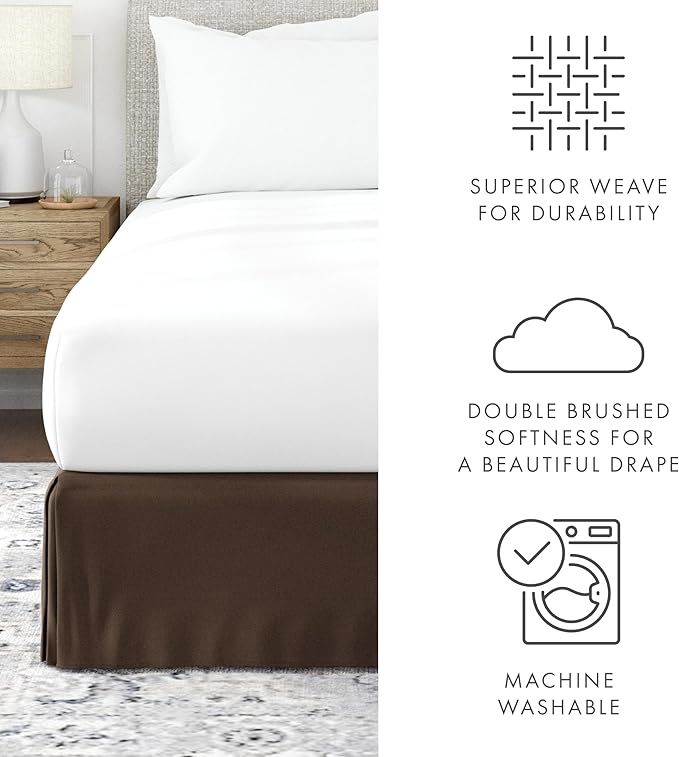 Linen Market Bed Skirt - Ultra Soft Microfiber - Easy Fit with 14 Inch Tailored Drop - Hotel Quality, Shrinkage & Fade Resistant - Bed Cover - Cal King Bed Skirt - Bedroom Décor - (Cal King,Chocolate)