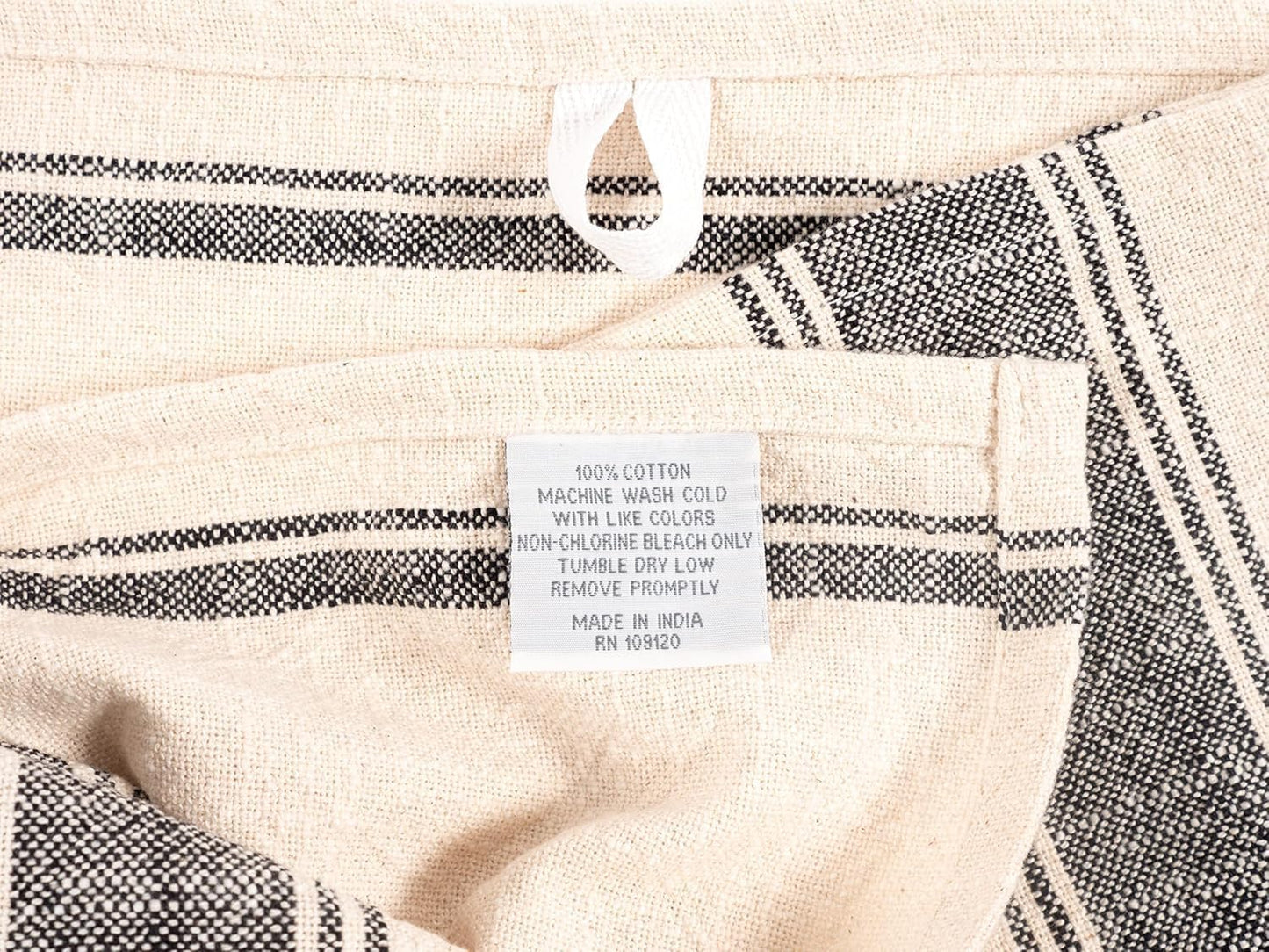 KAF Home Natural Rustic Farmhouse Slubbed Kitchen Towel | 100% Cotton Dish Towel, 18 x 28 Inches | Soft and Absorbent (Black, Set of 4)