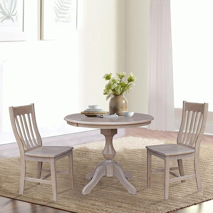 International Concepts Set of Two Cafe Dining Chairs, Washed Gray Taupe