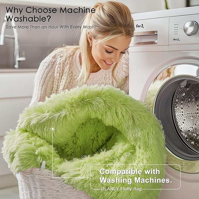 OLANLY 2x5 Machine Washable Runner Rugs for Hallway, Soft Fluffy Shaggy Bedside Rugs for Bedroom, Living Room, Indoor Floor Carpet for Kids Girls Boy, Nursery Rooms, Home Decor Aesthetic, Grass Green