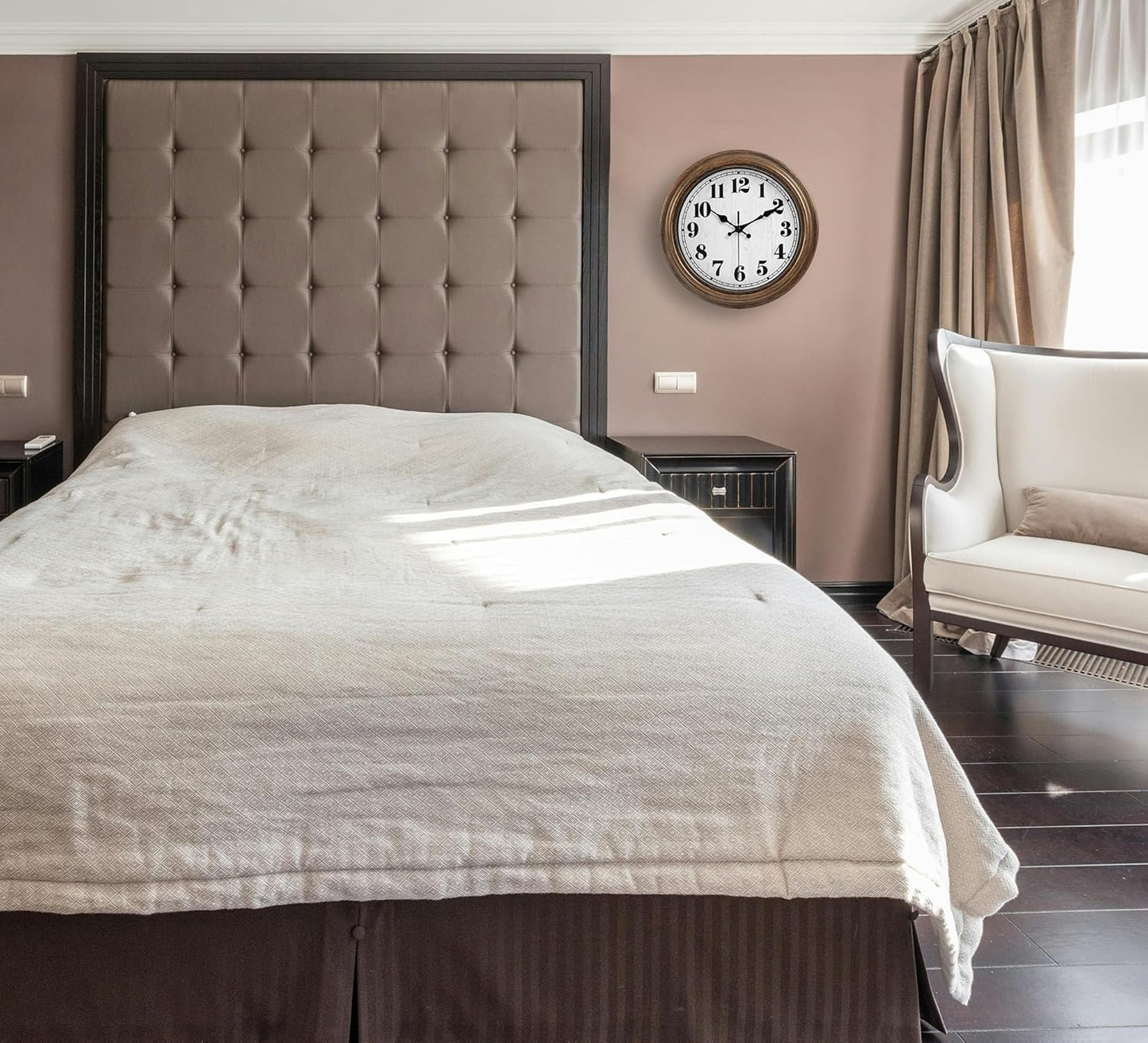 45MinST 12 Inches Retro Wall Clock, Silent Non Ticking Battery Operated Movement, Decor for Home/Wall Decor, Easy to Read, Decorate for Bedroom Living Room Office(Bronze)