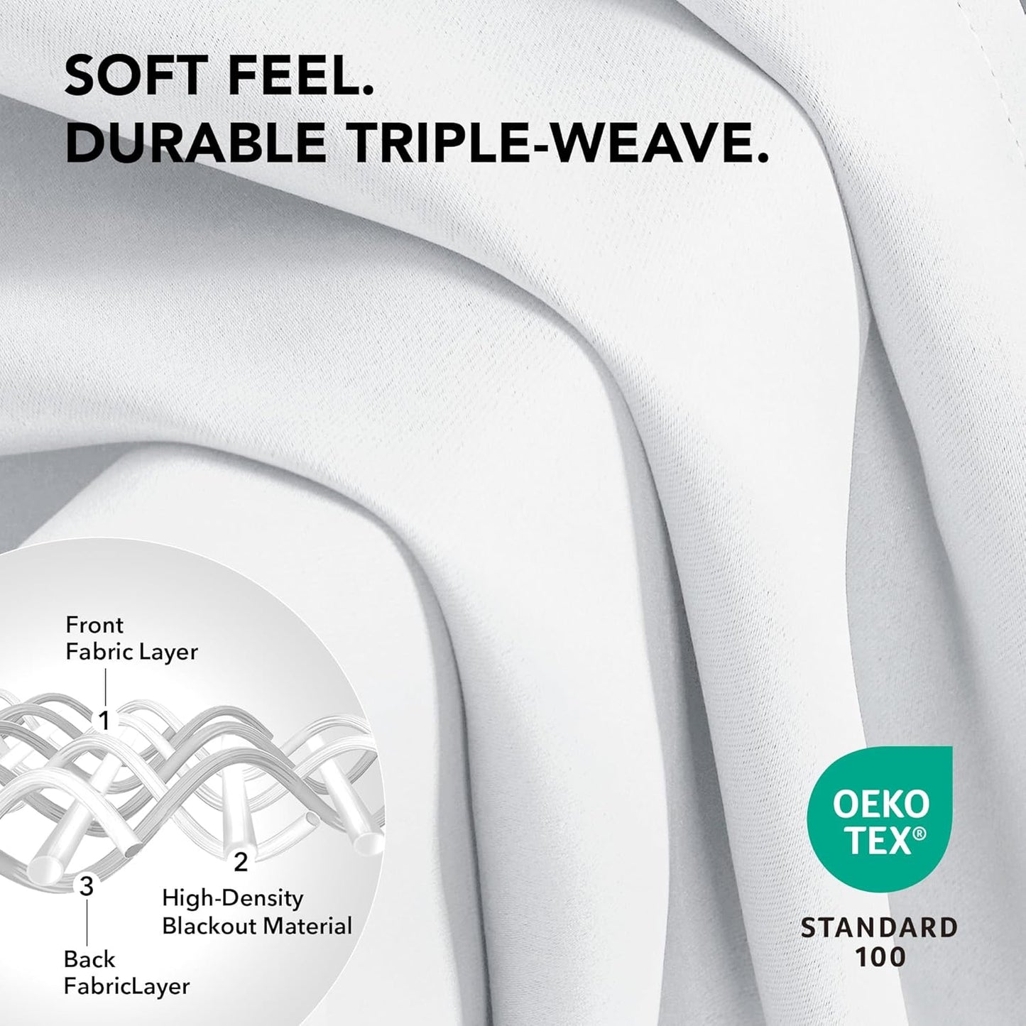 Deconovo Blackout Curtains for Bedroom – Set of 2 38W x 54L Inch Thermal Insulated & Noise Reducing Panels–Home Window Room Darkening Sustainable Grommet Drapes for Living Room and Nursery, Snow White