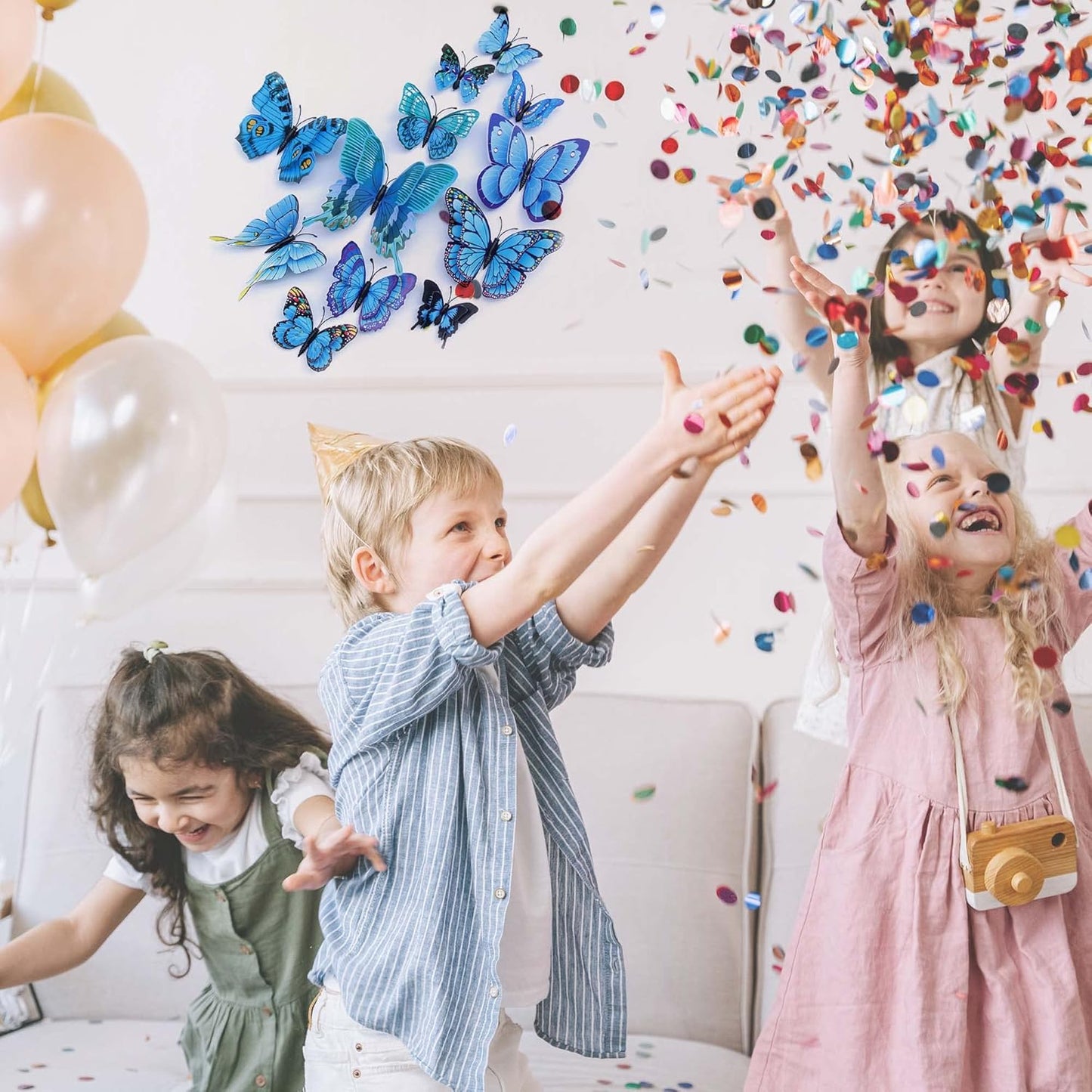 Butterfly Wall Decor 24/48 PCS, 3D Butterflies Stickers for Party Decorations with Magnets(Blue, 24)