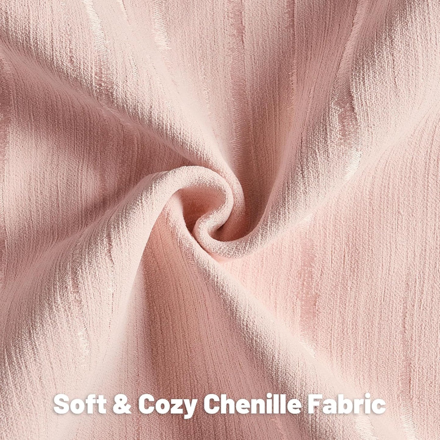 FUTEI Pink Chenille Decorative Throw Pillow Covers 16x16 Inch Set of 2,Soft Embossed Striped Textured Cushion Case,Modern Home Decor for Couch Bed Living Room