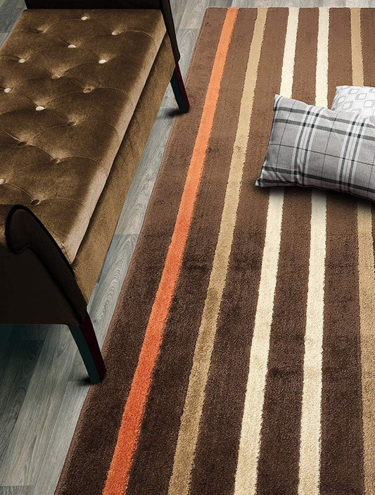 Custom Length Hallway Runner Rug,Slip Resistant,Striped Orange, 26 Inch X 8 feet, Sold and Priced Per Foot