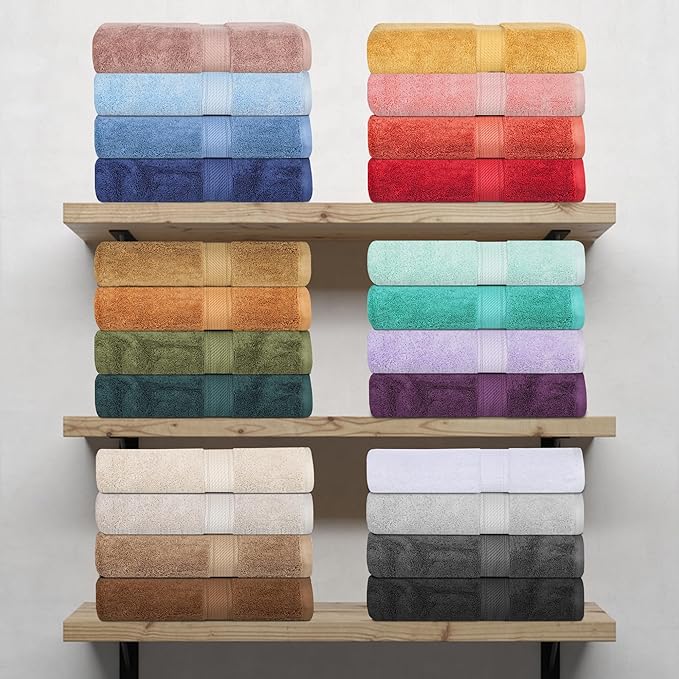Superior Egyptian Cotton Pile 3-Piece Towel Set, 1 Bath, 1 Hand, 1 Face Towel/Washcloth, Heavyweight, Ultra Soft Luxury Towels, Thick Plush Essentials, Guest Bath, Spa, Hotel Bathroom, Muted Mauve