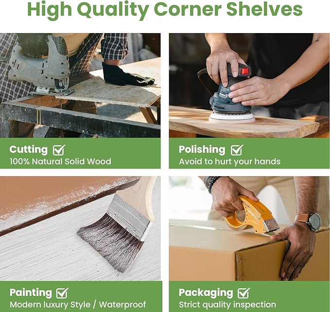 NATURE'S SOURCE Corner Floating Shelves with Invisible Brackets, Corner Shelves Wall Mounted Set of 3, Bedroom Bathroom Kitchen Living Room Office- Modern Style 16.6" x 6" (White)