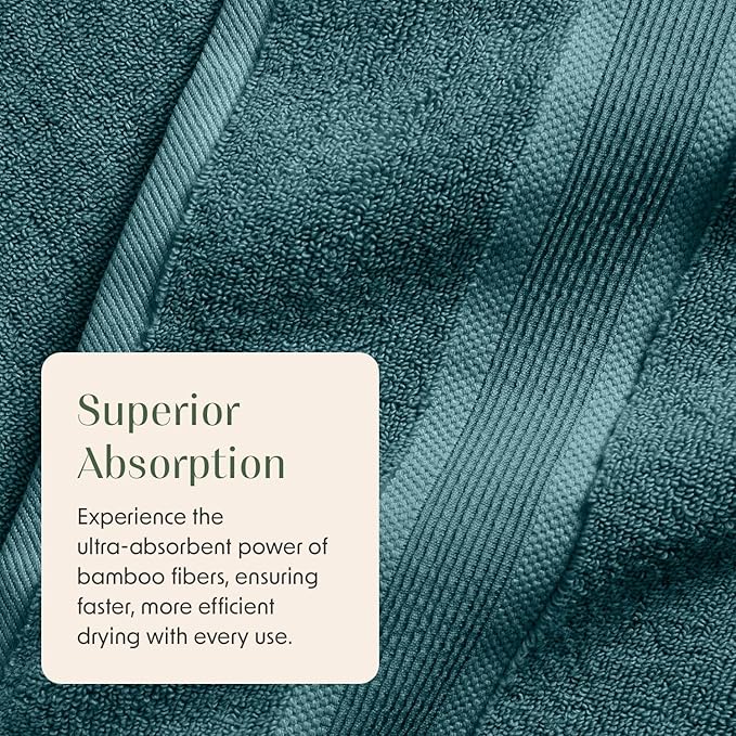 Springtree Home Luxury Viscose from Bamboo Bath Towel Set of 4 | 35% Viscose from Bamboo - 65% Cotton | Absorbent Quick-Dry Towels for Bathroom | Oeko-TEX Standard 100 Cotton | Deep Teal