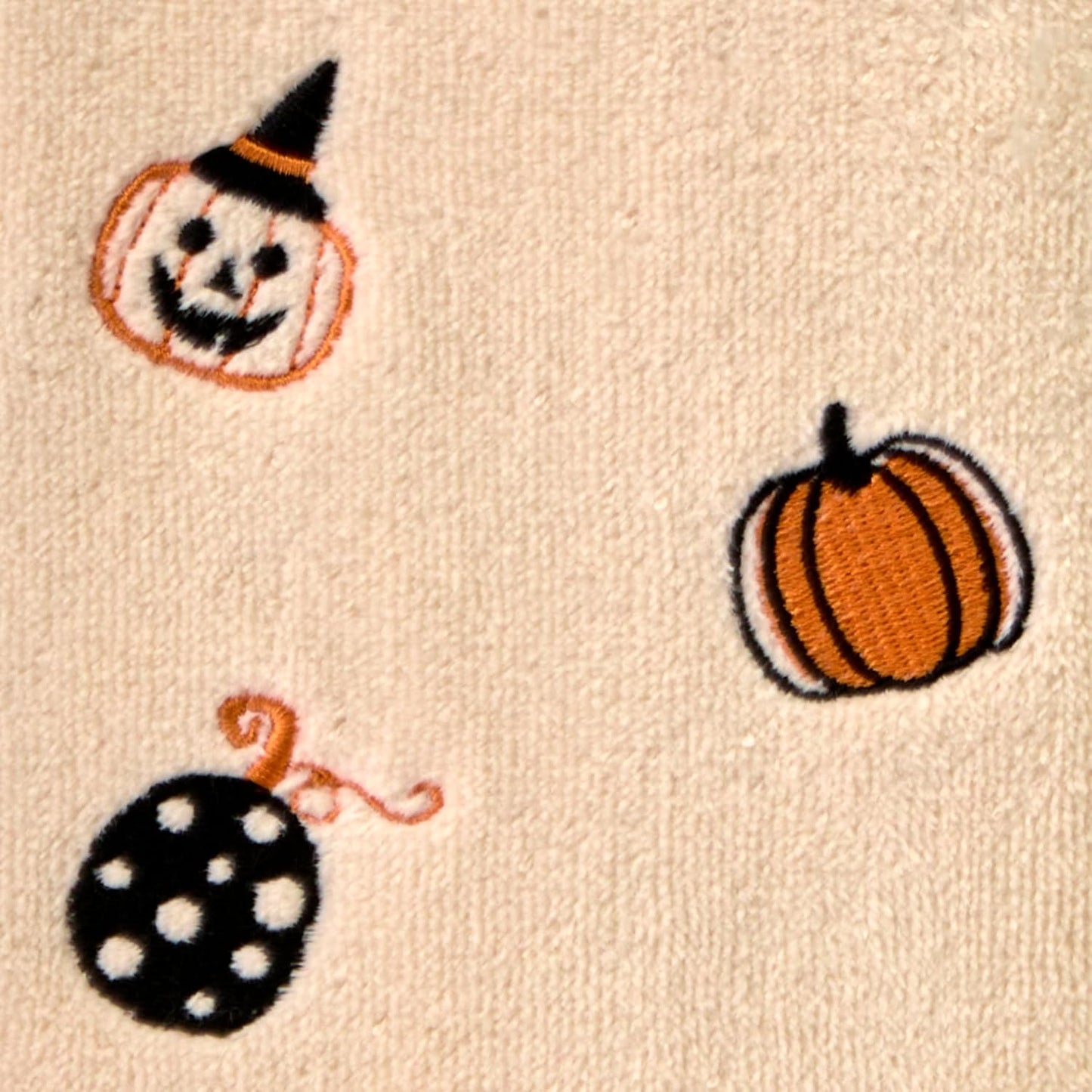 SKL Home Halloween Tossed Pumpkins 100% Cotton Embroidered 2pc Hand Towel Set, Decorative for Bath/Kitchen/Bar & Gift, Taupe