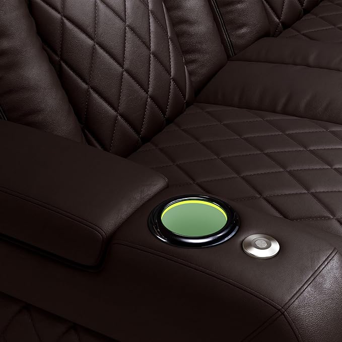 Valencia Tuscany Home Theater Seat - Nappa Leather Power Recliner with Cool Gel Memory Foam, USB-C/A Charging, RGB LED Lights, Adjustable Lumbar & Headrest (Single Recliner, Dark Chocolate)