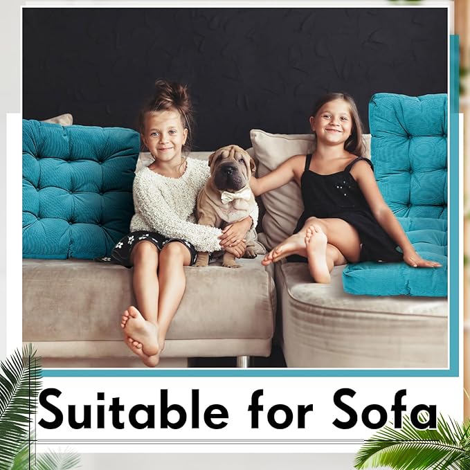 Jerify 4 Pcs Floor Pillow Cushions 22 x 22 Inch Round Square Large Meditation Floor Pillow for Classroom Adult Meditation Picnic Party Cushion for Seating Gift Christmas(Aquamarine,Square)