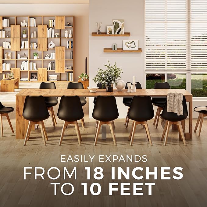 Mobili Fiver, Easy, Extendable Console Table with Extension Leaves Holder, 17.7(120.1) x35.4 in, Rustic Oak, for 4-12 People, Space Saving Dining Table for Entrance, Living Room, Italian Furniture