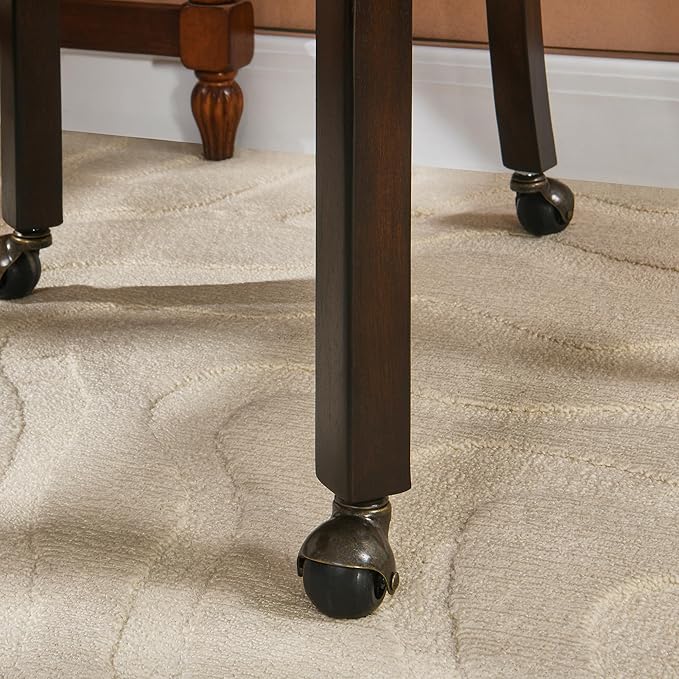 MODERION Dinning Chairs with Wheels and Arms Set of 2, Solid Wood Office Desk Chairs with Frosted Velvet Upholstered, Classic Swivel Accent Chairs,31.5" H Boss Caption's Chair, Pink XXY-HT22-PI