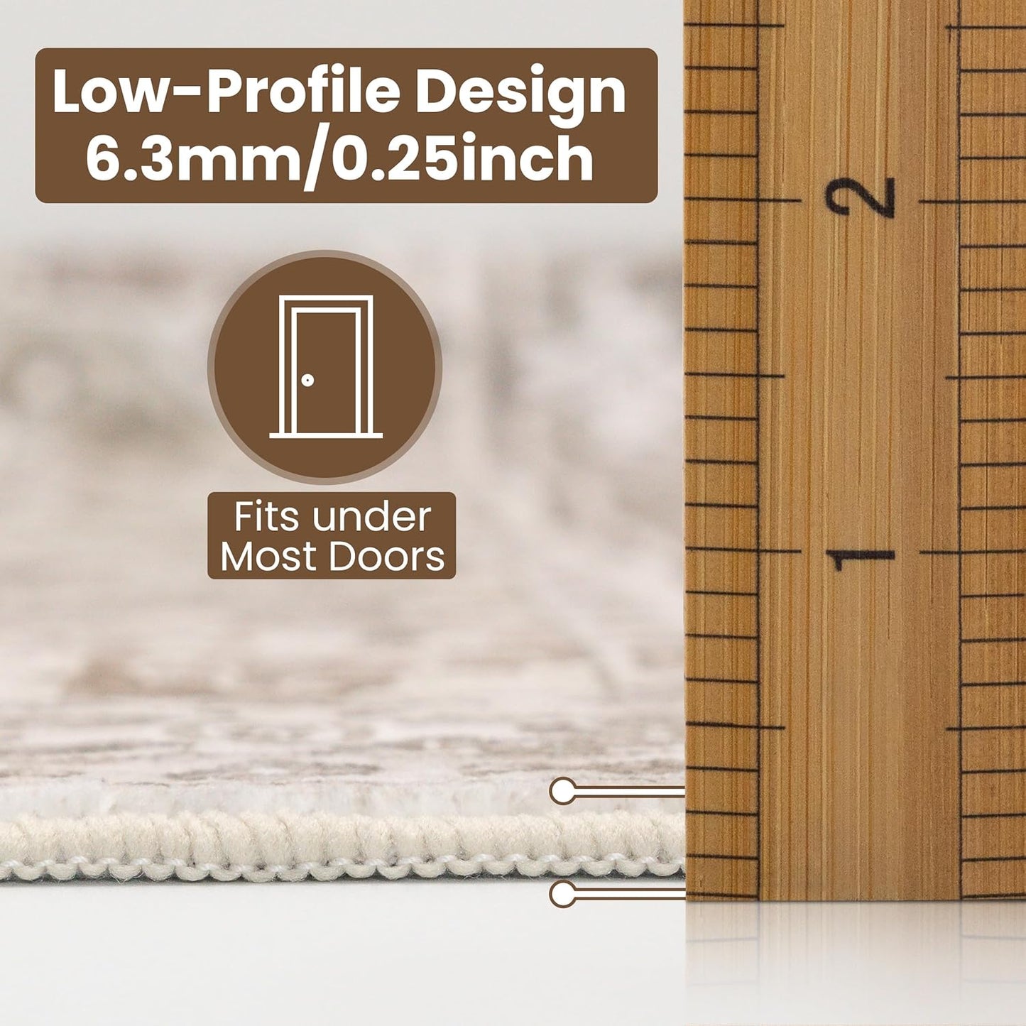 Washable Runner Rug 2x6 | Non Slip Rug Runners for Hallways, Entryways, Kitchens, Bathrooms, Bedrooms | Ultra-Soft Flannel Carpet Runners with Rubber Backing (Sage Brown, 2x6)