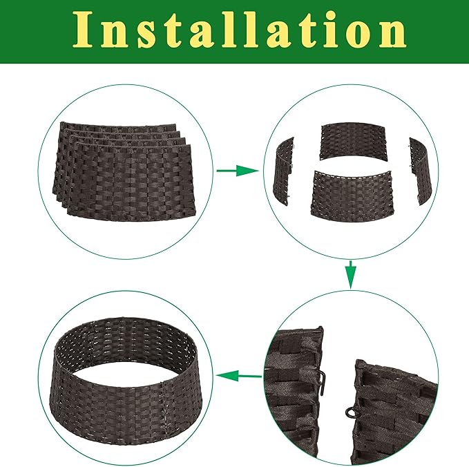 SUNNYPARK Christmas Tree Collar, 23'' D Handmade Artificial Rattan Wicker Christmas Stand Tree Collar Basket Base Cover for Holiday Decoration-Round Dark Brown