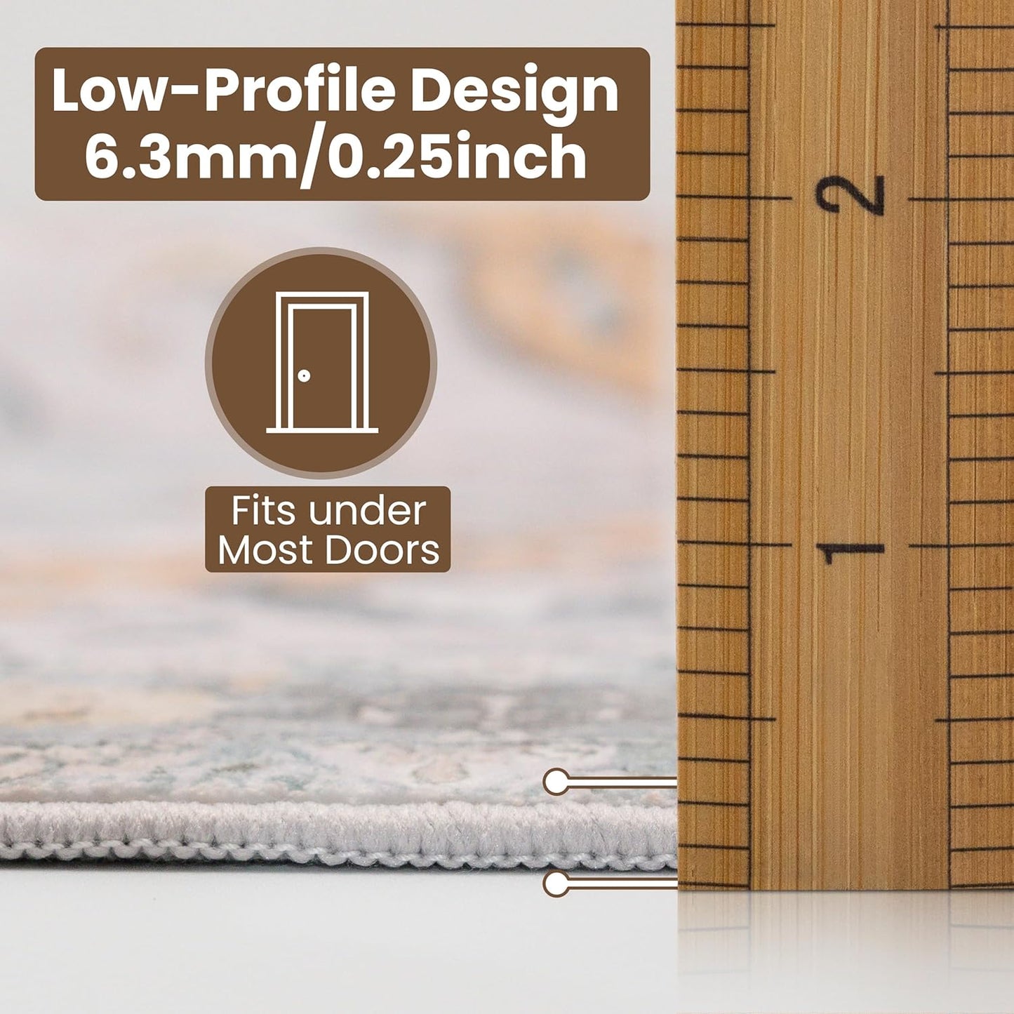 Washable Area Rug 5x8 | Non Slip Area Rug for Living Room, Bedrooms, Dining Room | Ultra-Soft Flannel Carpet Area with Rubber Backing (Frosted Turmeric, 5x8)