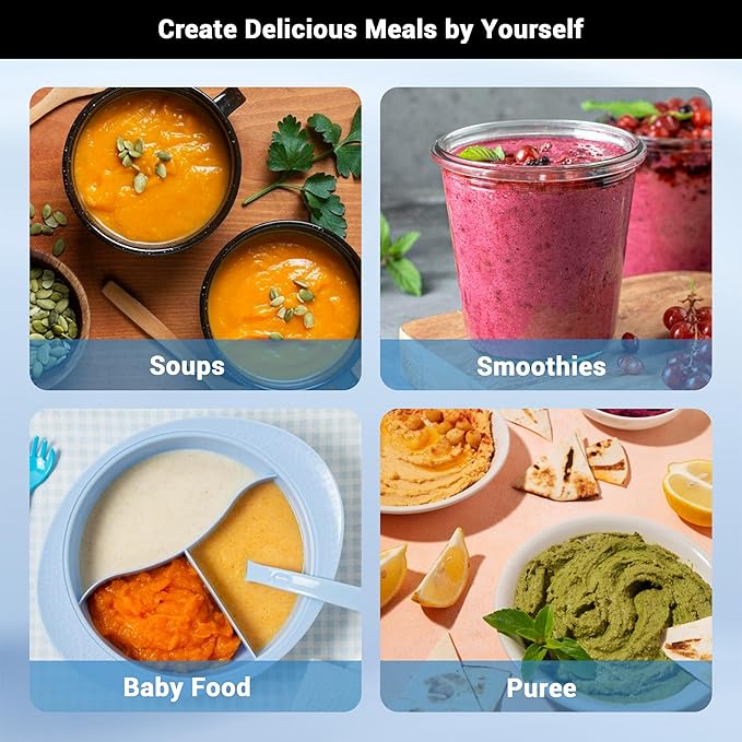 Immersion Blender RPM 16000±10% Scratch Resistant Hand Blender,15 Speed and Turbo Mode Hand Mixer, 3-in-1 Heavy Duty Copper Motor Stainless Steel Smart Stick with Egg Beaters and Chopper