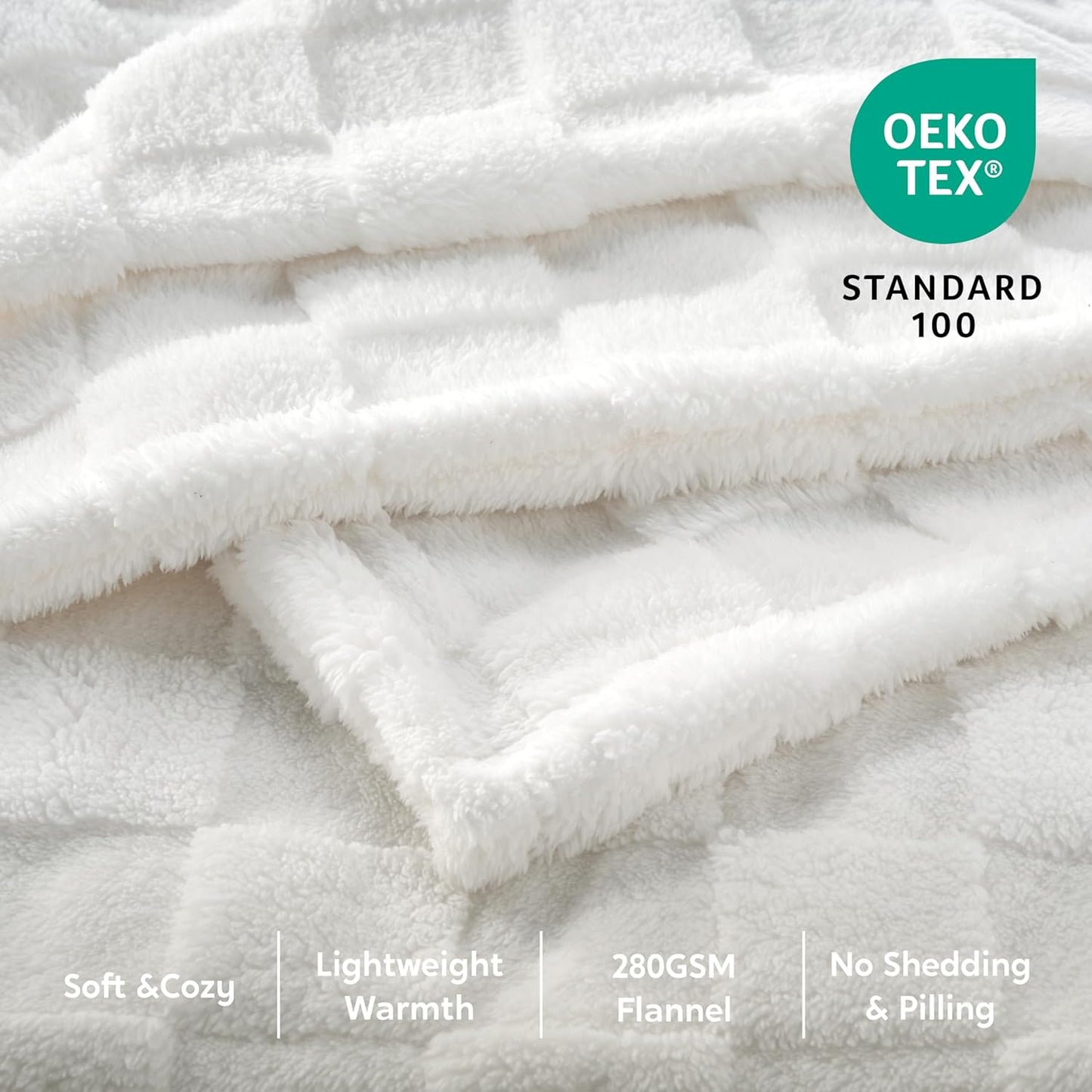 Joiedomi Throw Blanket for Couch, Soft White Fleece Checkered Blankets Gifts for Women Mom Girls, 280GSM Cozy Cute Soft Throw Home Room Decor Aesthetic Gifts 50x60 Inches