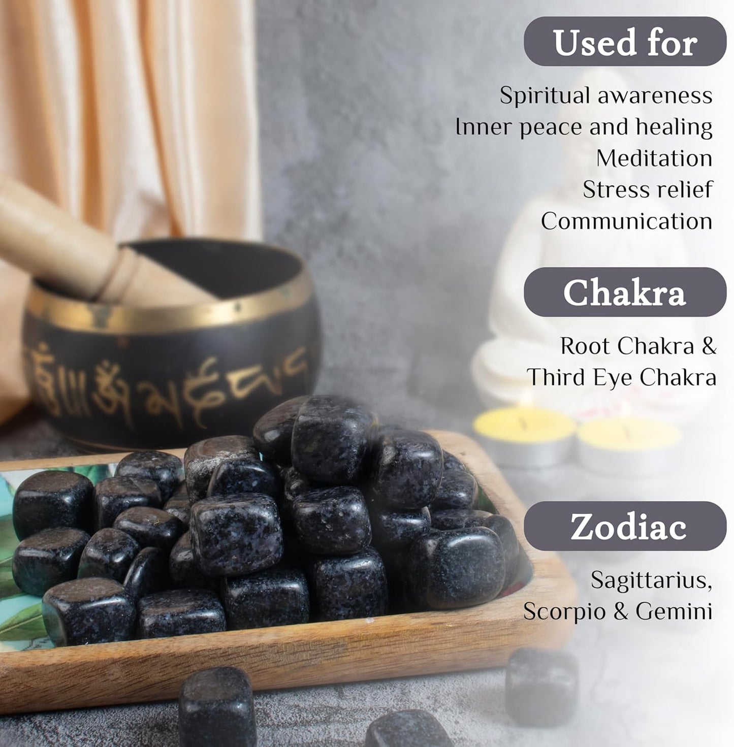 Crocon 1LB Indigo Gabbro Tumbled Stones and Crystals bulk 2000+ Carats Natural Crystal Kit for Reiki Healing Crystal Polished, Tumble Stones, Chakra Balancing, Reiki Gift, Home Decor Size : 20-25 mm