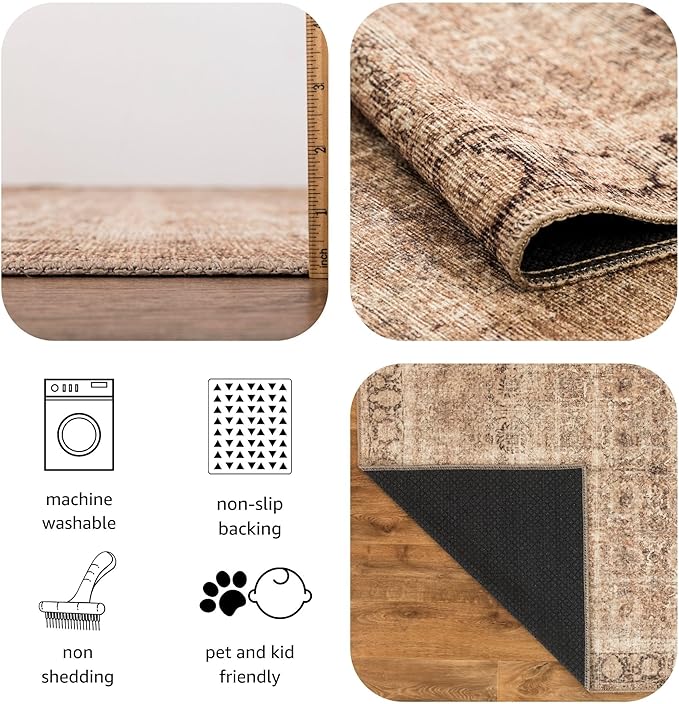 Keen Home Design 2x3 Rug - Machine Washable Entry Rug with Non-Slip Backing, Ideal for Enteryway, Kitchen, Bathroom, Laundry Room - Vintage, Easy Clean, Durable, Low Pile - (2' x 3')