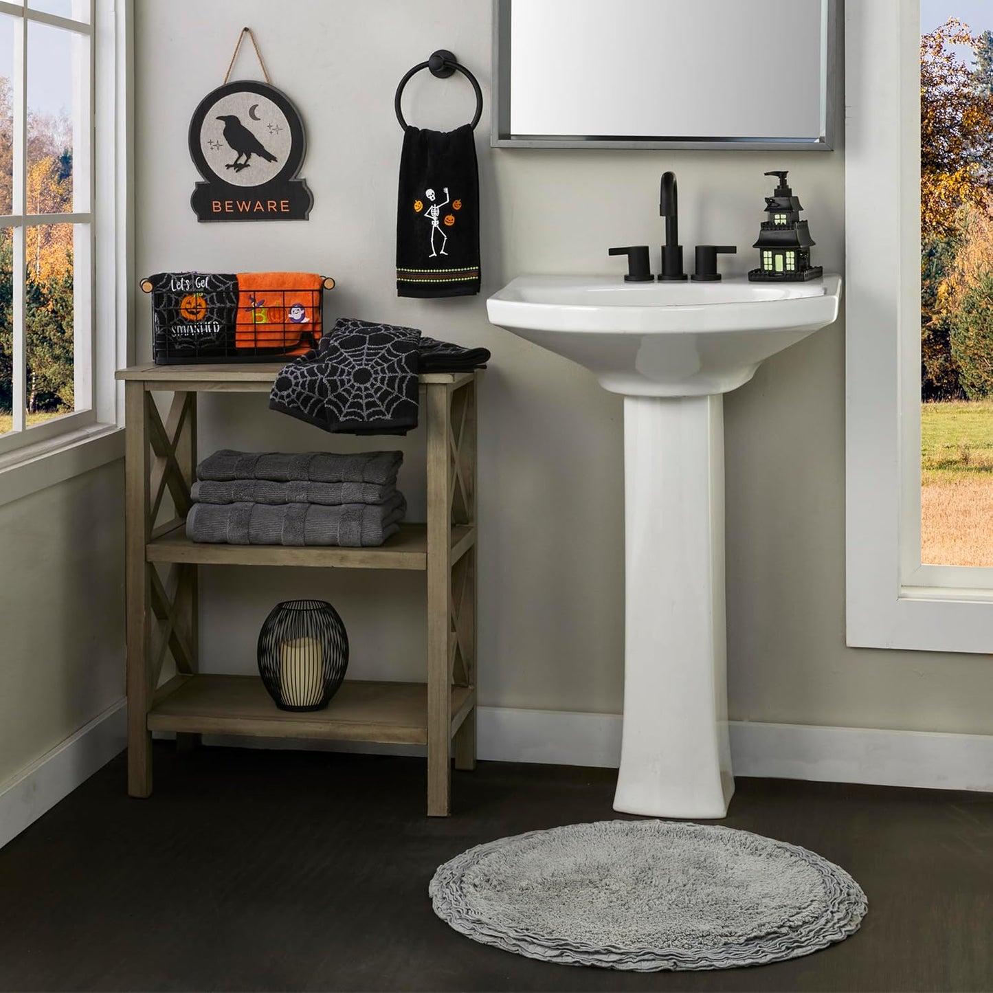 SKL Home Halloween Juggling Skeleton Hand Towel Set for Bath/Kitchen/Bar & Gift, 2 Count