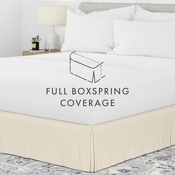 Linen Market Bed Skirt - Ultra Soft Microfiber - Easy Fit with 14 Inch Tailored Drop - Hotel Quality, Shrinkage & Fade Resistant - Bed Cover - Cal King Bed Skirt - Bedroom Décor - (Cal King, Ivory)